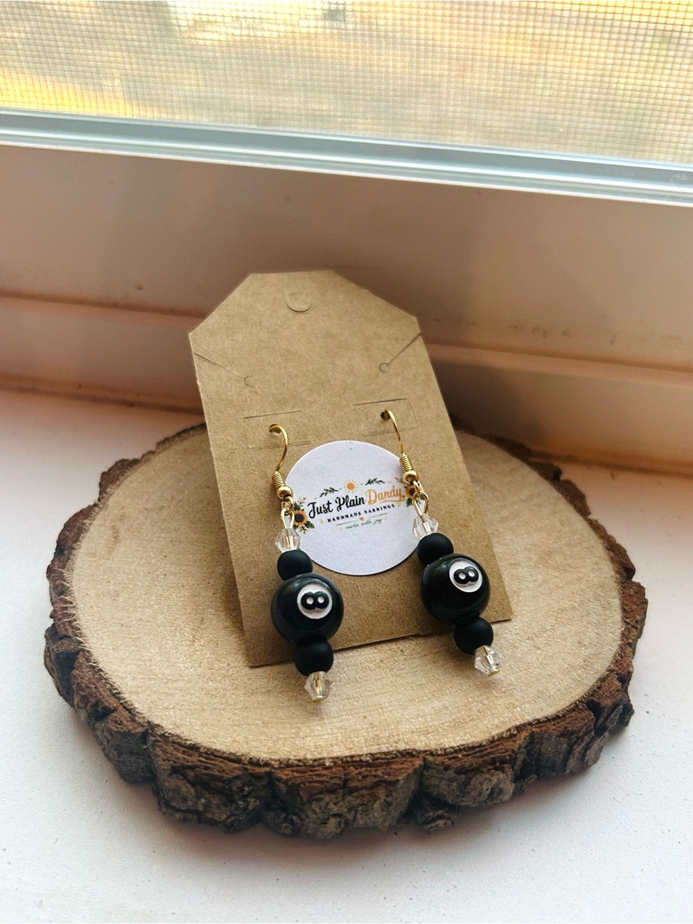 8 Ball Earrings Black Pool Ball Dangle Earrings | Billiards Gift Handmade